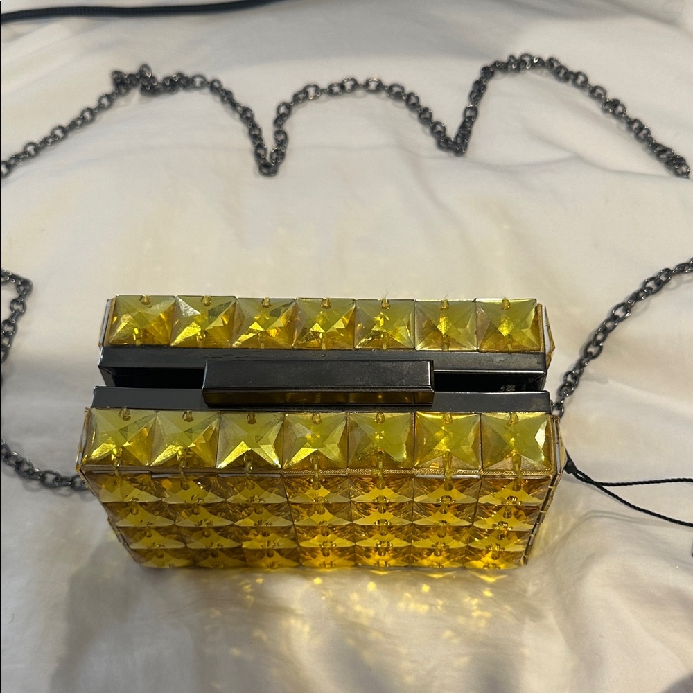 BCBG GOLD HARD BAG 6 x 3 x 2.5 NWT